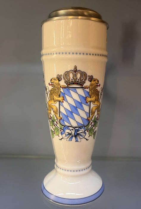 Zimmermann Bierseidel Bier-Krug Wappenkrug mit Zinndeckel 0,5l