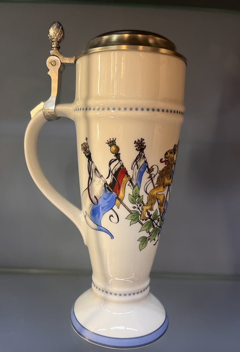 Zimmermann Bierseidel Bier-Krug Wappenkrug mit Zinndeckel 0,5l