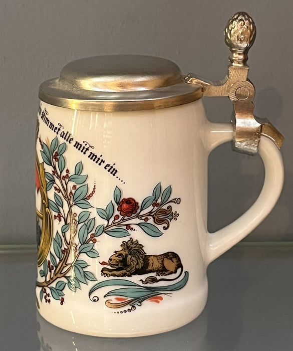 Zimmermann Bierseidel Bier-Krug Bayern Wappen mit Zinndeckel 40ml