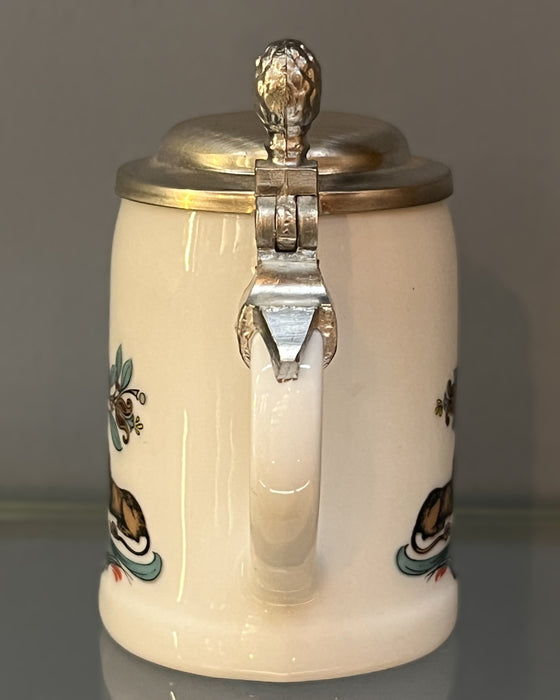 Zimmermann Bierseidel Bier-Krug Bayern Wappen mit Zinndeckel 40ml