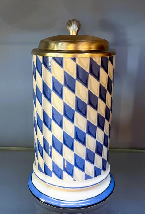 Zimmermann Kührl Bierkrug - Zinndeckel 0,5l - Bayen Wappen Rautenmuster