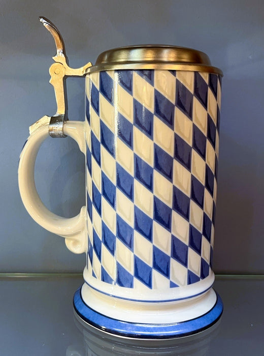 Zimmermann Kührl Bierkrug - Zinndeckel 0,5l - Bayen Wappen Rautenmuster