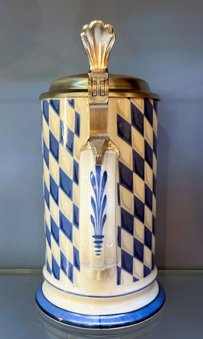 Zimmermann Kührl Bierkrug - Zinndeckel 0,5l - Bayen Wappen Rautenmuster