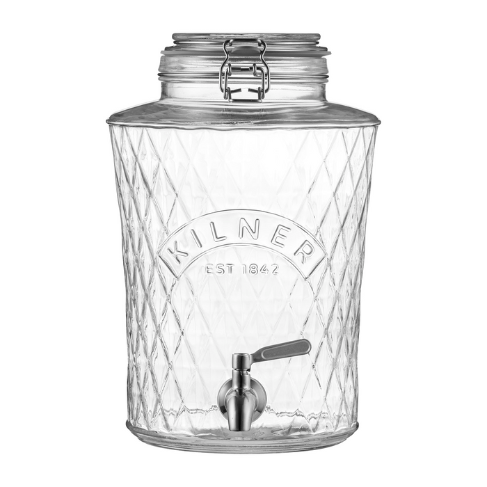 Getränkespender mit Edelstahl Zapfhahn im Diamantmuster Design, 5 Liter