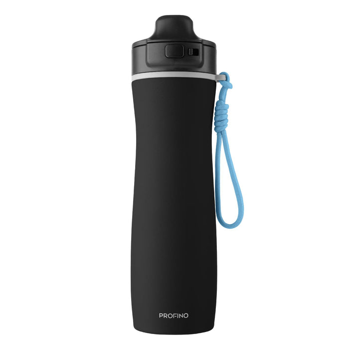 PROFINO Sport-Flasche Active, 600 ml, Edelstahl, schwarz