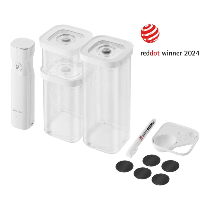 ZWILLING CUBE Vakuum Starter Set, S | 6-tlg | Transparent-Weiß | CUBE Grey Line | No plug