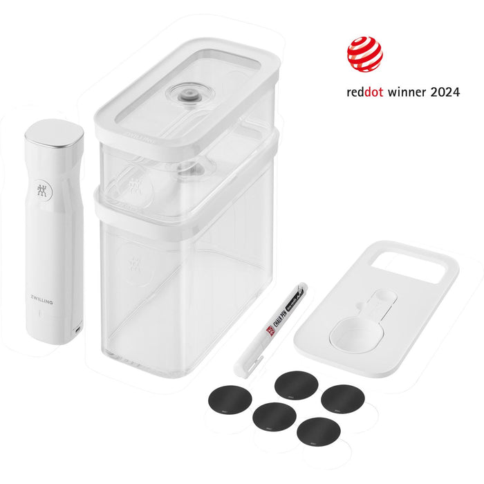 ZWILLING CUBE Vakuum Starter Set, M | 5-tlg | Transparent-Weiß | CUBE Grey Line | No plug