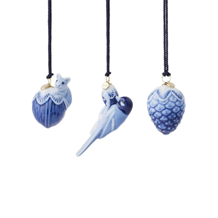 Royal Copenhagen Blaue Sammelartikel Mini-Ornamente, 4,5 cm, 3 Stk.