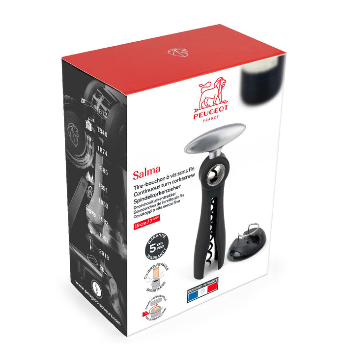 Peugeot SALMA Korkenzieher mit Kapselschneiderring schwarz 19 cm