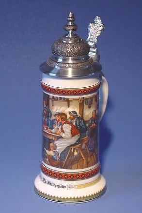 Zimmermann Bierseidel Bier-Krug Die Kartenspieler Ritterseidel mit Façonspitzdeckel 0,5l
