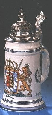 Zimmermann Bierseidel Bier-Krug 0,5l Wappen anno 1806 Porzellankrug mit Façonspitzdeckel