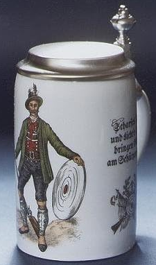 Bierseidel Bier-Krug 0,5 L Schützen Porzellan