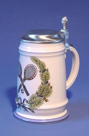 Zimmermann Bierseidel Bier-Krug Für alle Preißn Porzellankrug mit 2 Henkel und Zinndeckel 0,5l