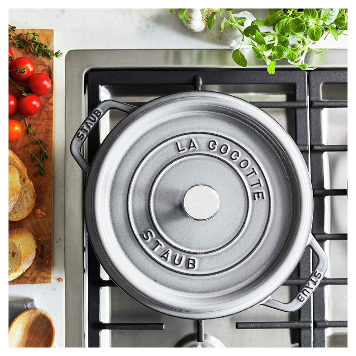 STAUB Cocotte, 22 cm | Graphit-Grau | rund | Gusseisen