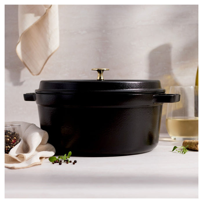 STAUB Cocotte, 26 cm | Schwarz | rund | Gusseisen