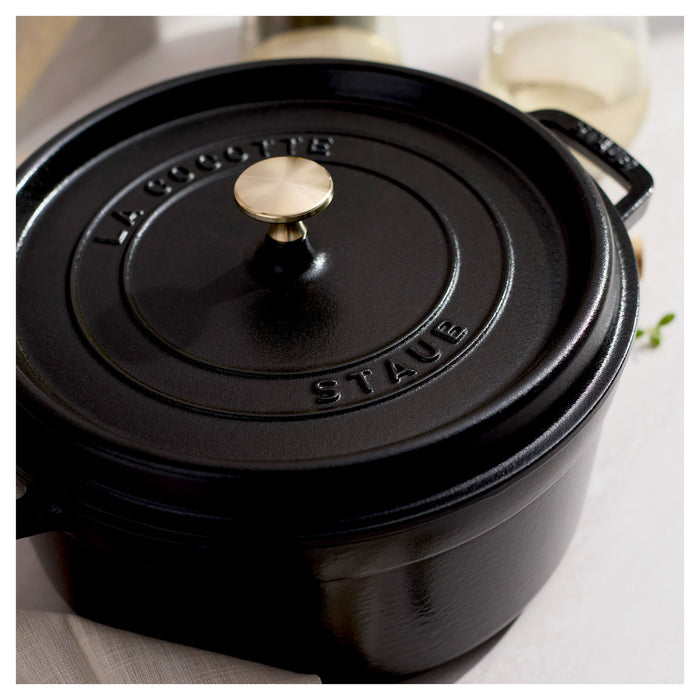 STAUB Cocotte, 26 cm | Schwarz | rund | Gusseisen