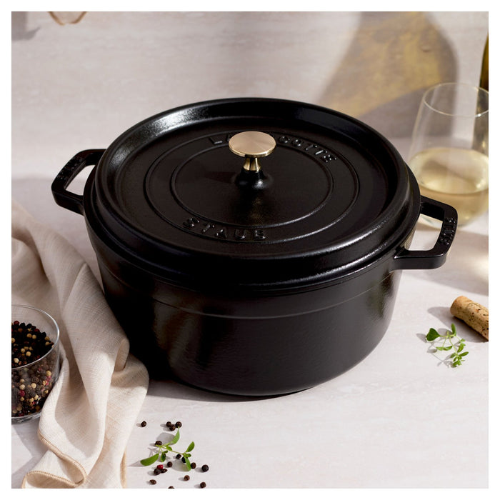 STAUB Cocotte, 26 cm | Schwarz | rund | Gusseisen