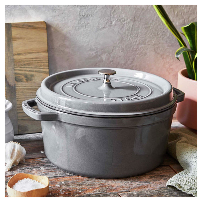 STAUB Cocotte, 34 cm | Graphit-Grau | rund | Gusseisen