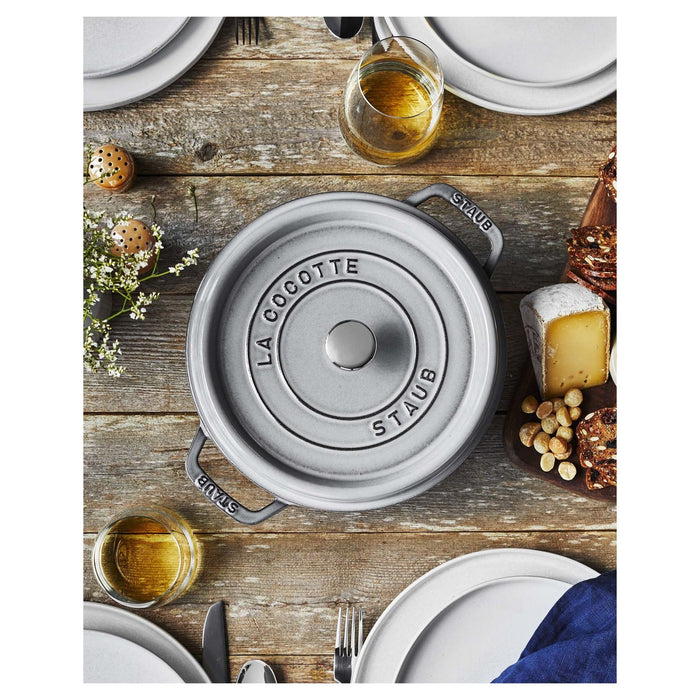 STAUB Cocotte, 22 cm | Graphit-Grau | rund | Gusseisen