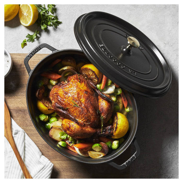 STAUB Cocotte, 31 cm | Schwarz | oval | Gusseisen