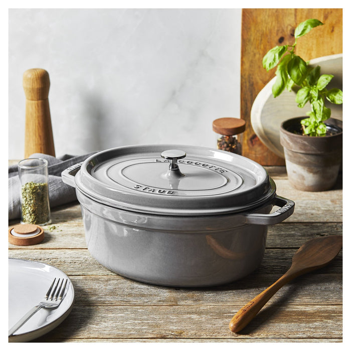 STAUB Cocotte, 31 cm | Graphit-Grau | oval | Gusseisen