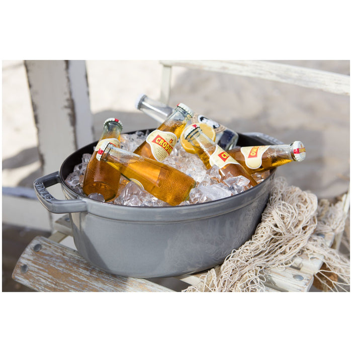 STAUB Cocotte, 31 cm | Graphit-Grau | oval | Gusseisen