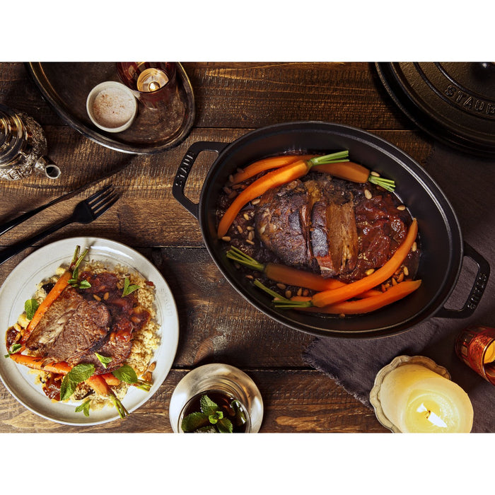 STAUB Cocotte, 33 cm | Schwarz | oval | Gusseisen