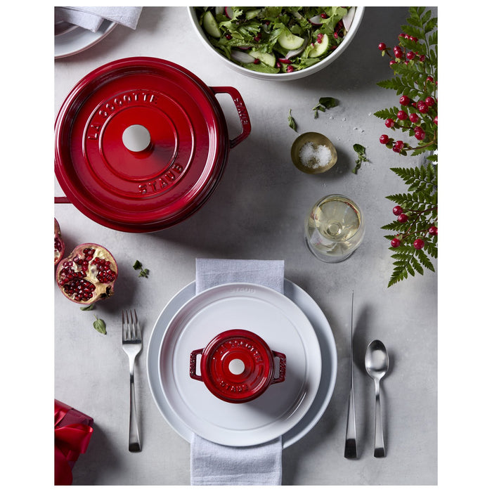 STAUB Cocotte, 22 cm | Kirsch-Rot | rund | Gusseisen
