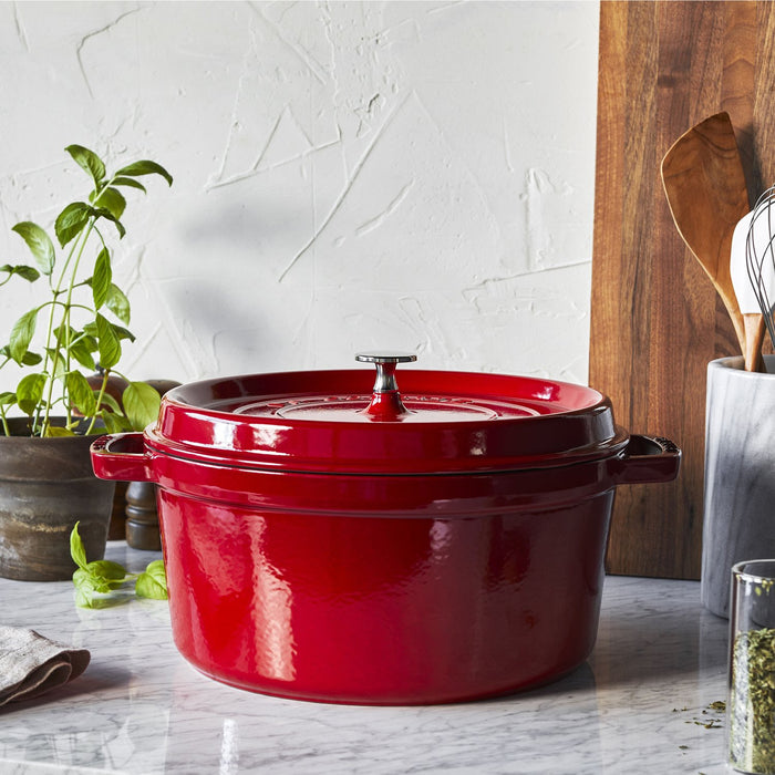 STAUB Cocotte, 24 cm | Kirsch-Rot | rund | Gusseisen