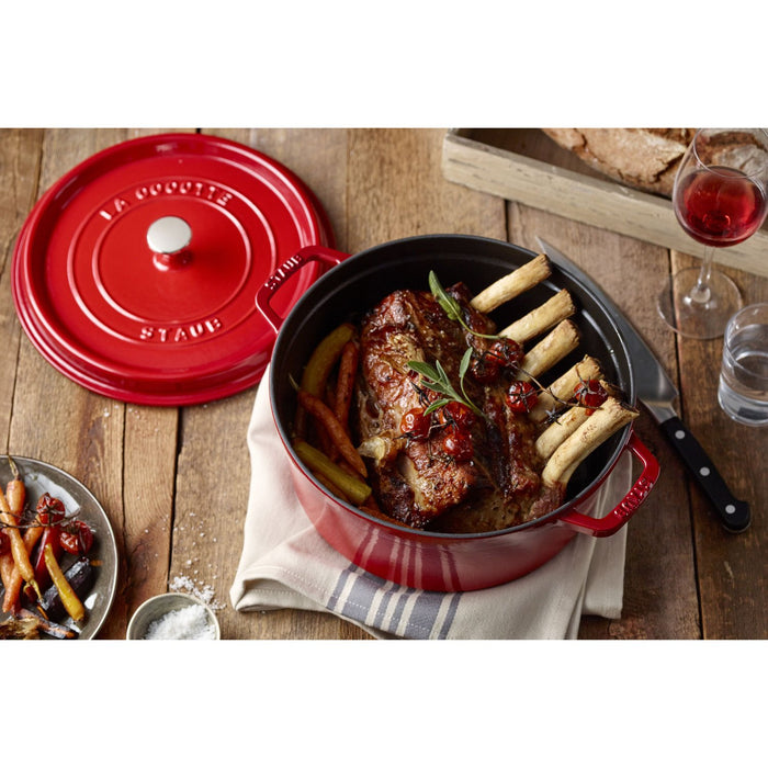 STAUB Cocotte, 30 cm | Kirsch-Rot | rund | Gusseisen