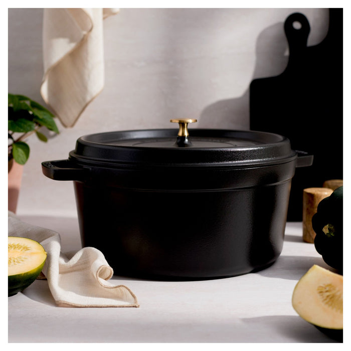 STAUB Cocotte, 30 cm | Schwarz | rund | Gusseisen