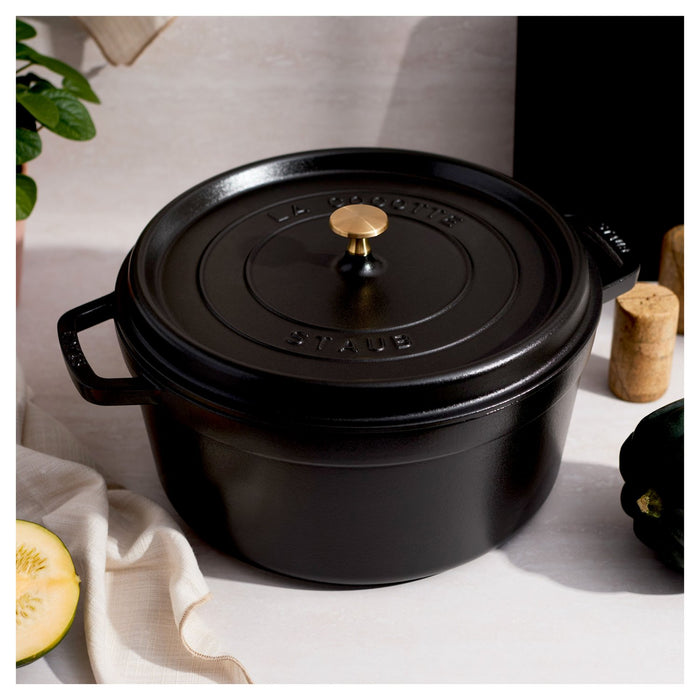 STAUB Cocotte, 30 cm | Schwarz | rund | Gusseisen
