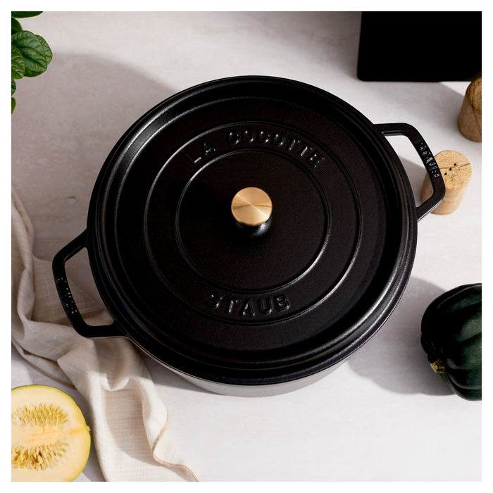 STAUB Cocotte, 30 cm | Schwarz | rund | Gusseisen