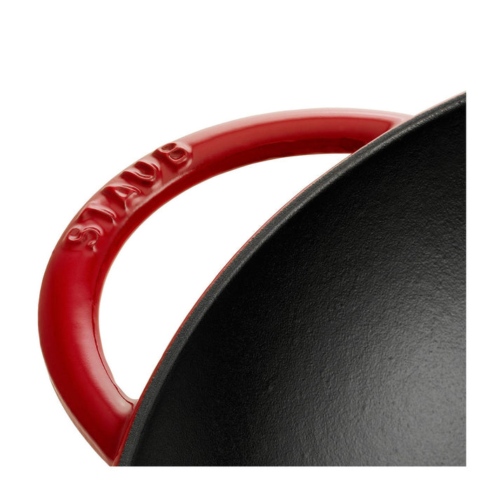 STAUB Wok mit Glasdeckel, 37 cm | Kirsch-Rot | rund | Gusseisen