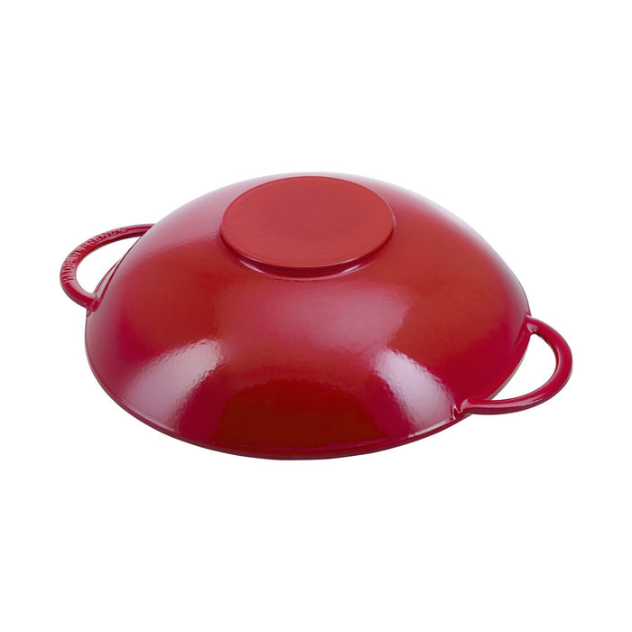 STAUB Wok mit Glasdeckel, 37 cm | Kirsch-Rot | rund | Gusseisen