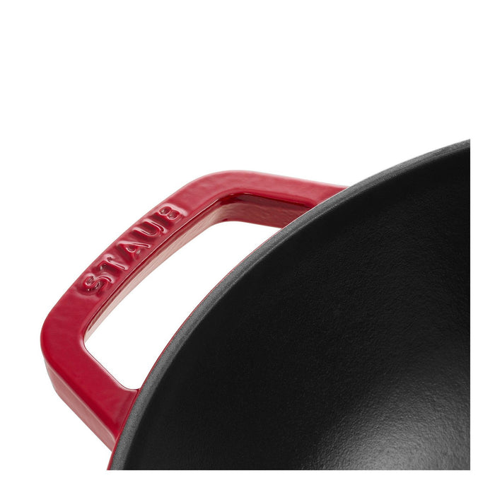 STAUB Wok mit Glasdeckel, 30 cm | Kirsch-Rot | rund | Gusseisen