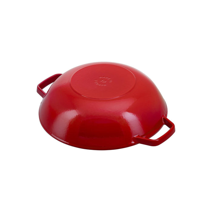 STAUB Wok mit Glasdeckel, 30 cm | Kirsch-Rot | rund | Gusseisen