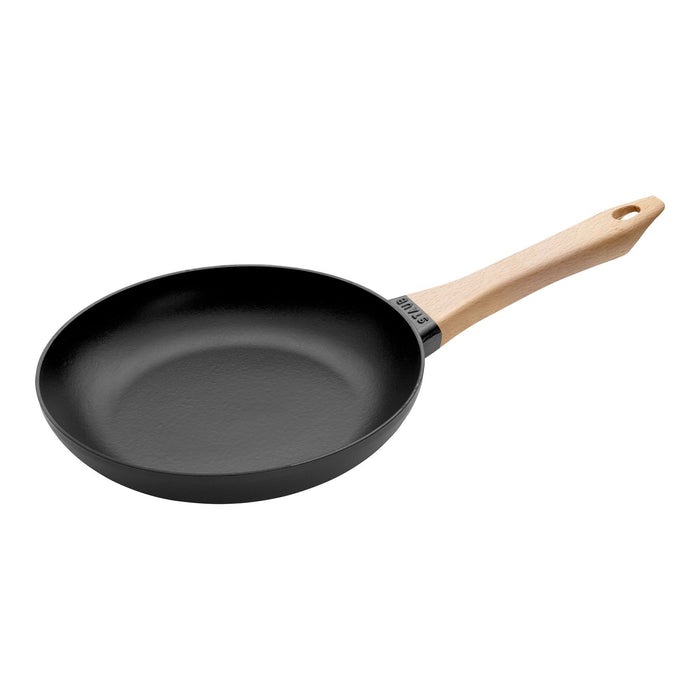 STAUB Bratpfanne mit Holzgriff, 24 cm | Schwarz | rund | Gusseisen