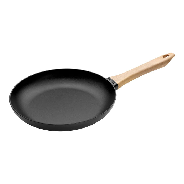 STAUB Bratpfanne mit Holzgriff, 28 cm | Schwarz | rund | Gusseisen