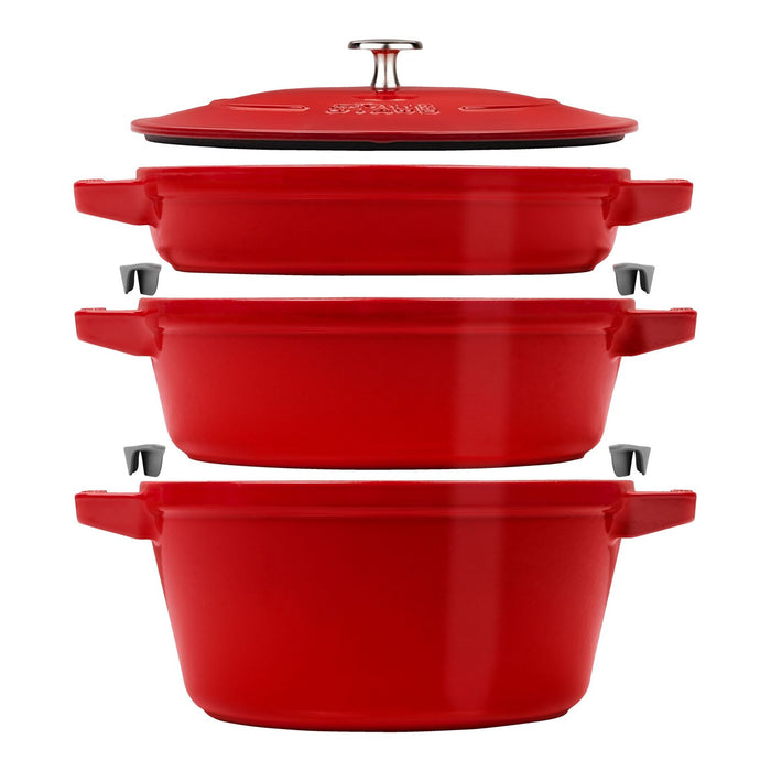 STAUB Kochtopfset, 3-tlg | Kirsch-Rot | rund | Gusseisen