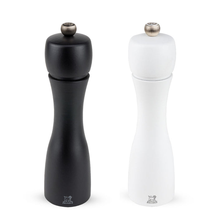 Peugeot TAHITI Duo Pfeffer- und Salzmühle aus Holz, mattschwarz und mattweiß, 20 cm