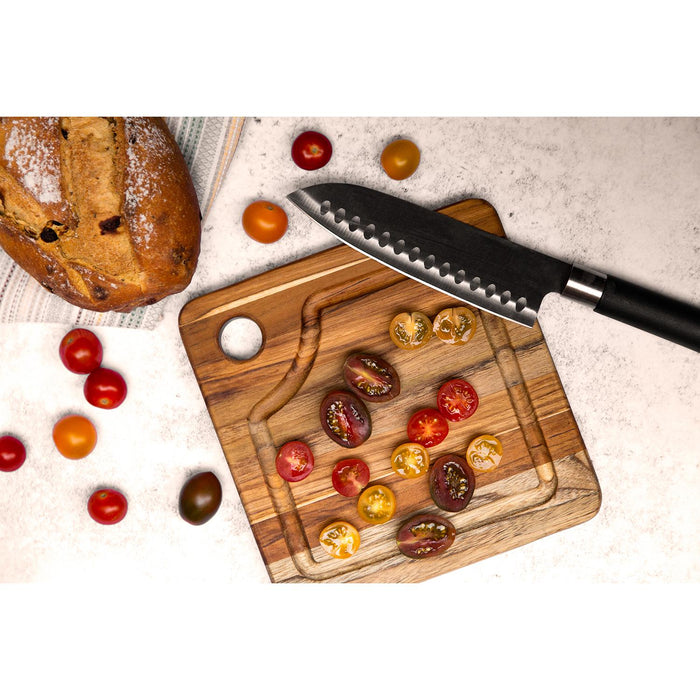 TEAKHAUS Quadratisches Schneidebrett mit Saftkanal