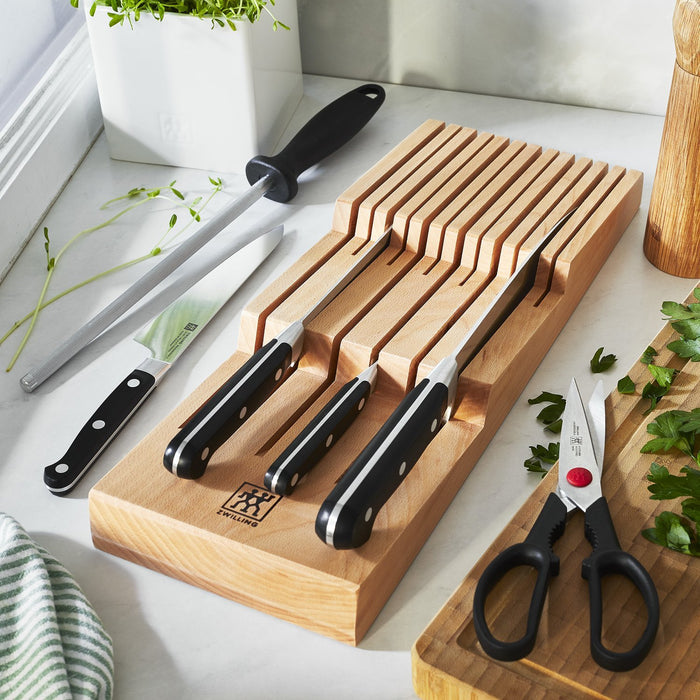 ZWILLING Schubladeneinsatz, bis zu 12 Messer, Braun Buche