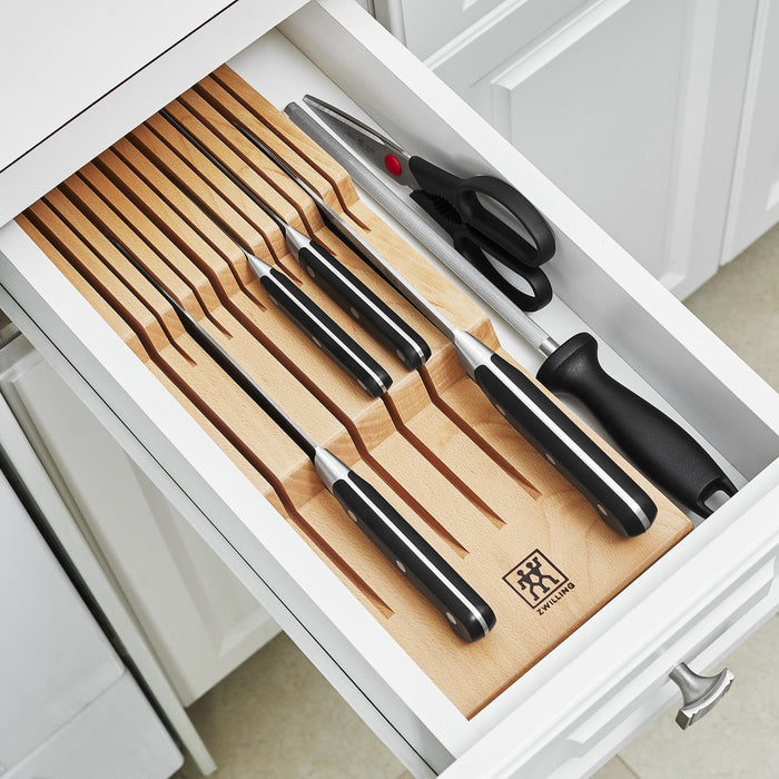ZWILLING Schubladeneinsatz, bis zu 12 Messer, Braun Buche