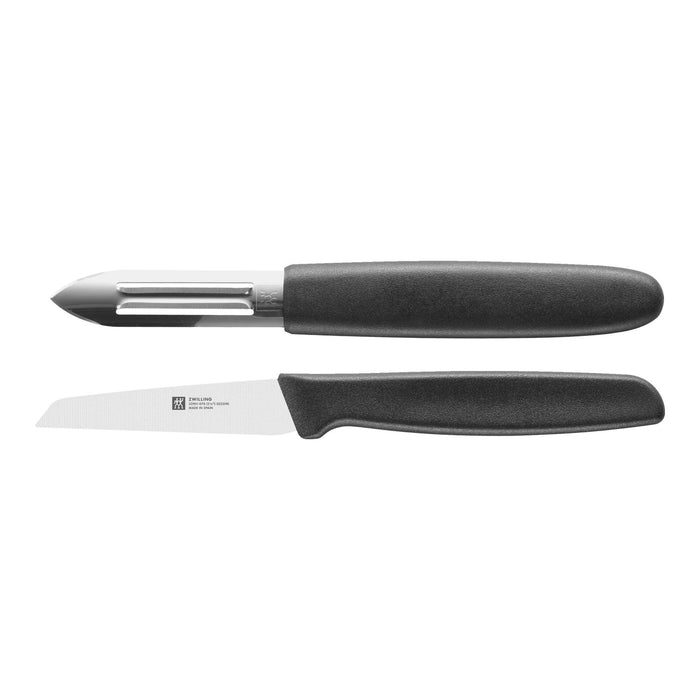 ZWILLING Messerset, 2-tlg | Gemüsemesser 7 cm & Sparschäler 6,5 cm | Schwarz