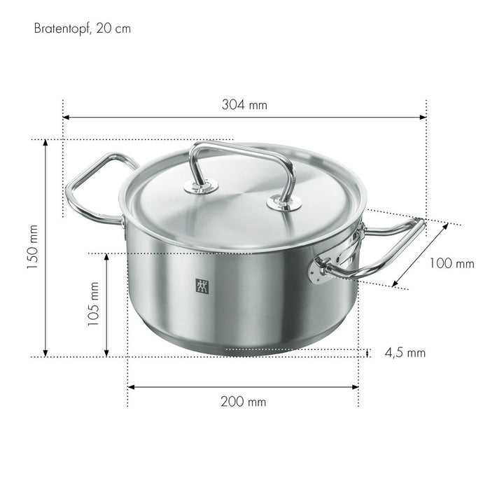 ZWILLING Bratentopf, 20 cm | 18/10 Edelstahl