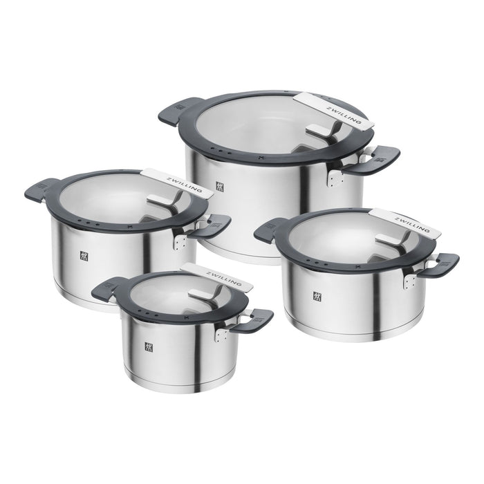 ZWILLING Kochtopfset, 4-tlg | Steinoptik Grau | Edelstahl