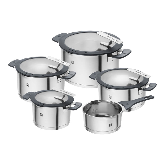 ZWILLING Kochtopfset, 5-tlg | Steinoptik Grau | Edelstahl
