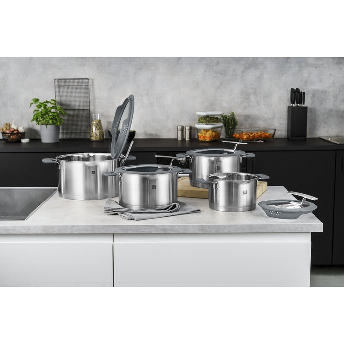 ZWILLING Kochtopfset, 5-tlg | Steinoptik Grau | Edelstahl