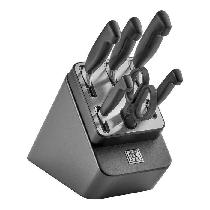 ZWILLING Selbstschärfender Messerblock, 7-tlg | Kautschuk-Holz | Anthrazit